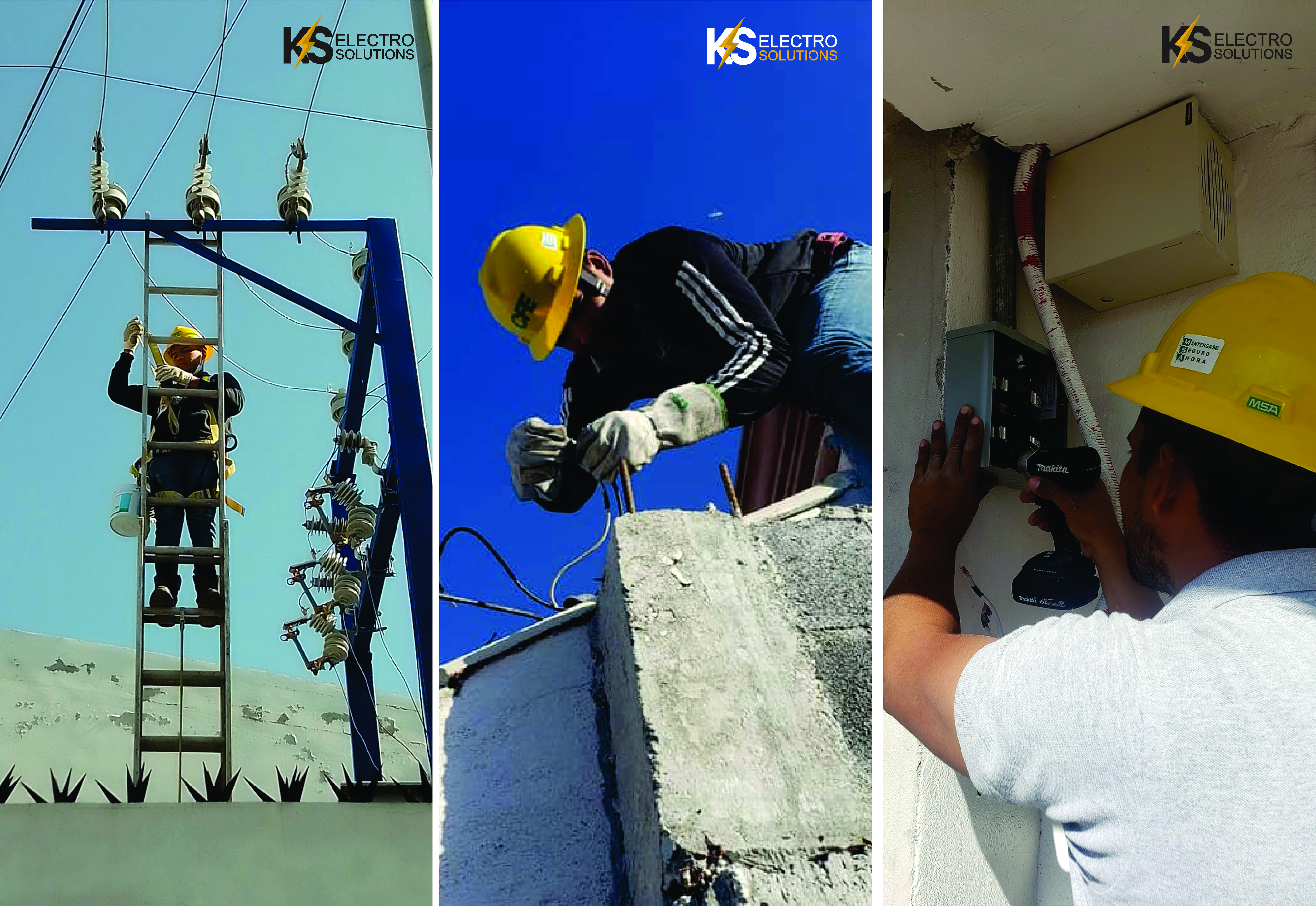 Técnicos eléctricos instalando en casa